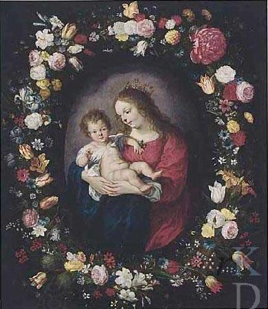 Antoine Sallaert Madonna: i.e. Mary with the Christ-child in a garland of flowers. China oil painting art